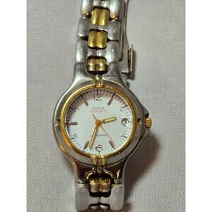 Guess Women's Waterpro Silver Gold Dual Tone Watch Needs Battery G659041